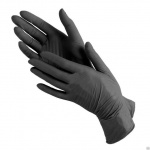 BENOVY Перчатки нитриловые текстурированные на пальцах черные размер М