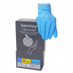 BENOVY Перчатки медицинские одноразовые нестерильные нитриловые неопудренные голубые размер M 50 пар в упаковке