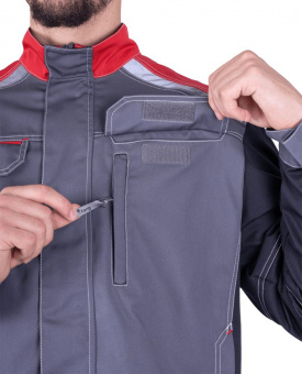 iForm™ Куртка ТУРБО SAFETY мужская серая с красным и черным