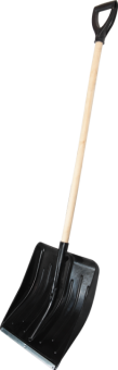 Лопата снеговая пластмассовая с оцинкованной планкой ,черенком и  V ручкой 430х490