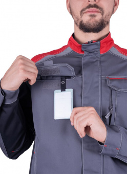 iForm™ Куртка ТУРБО SAFETY мужская серая с красным и черным